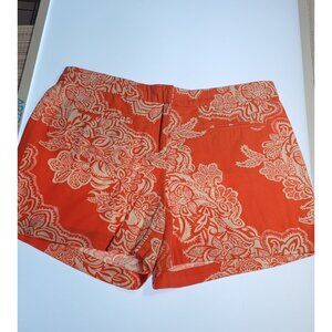 Kenar Women's Shorts Size 8 Orange With White Floral Print Used